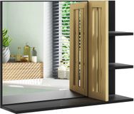HOMCOM Badkamerspiegel - Hout - 45x15x58,5cm - Zwart