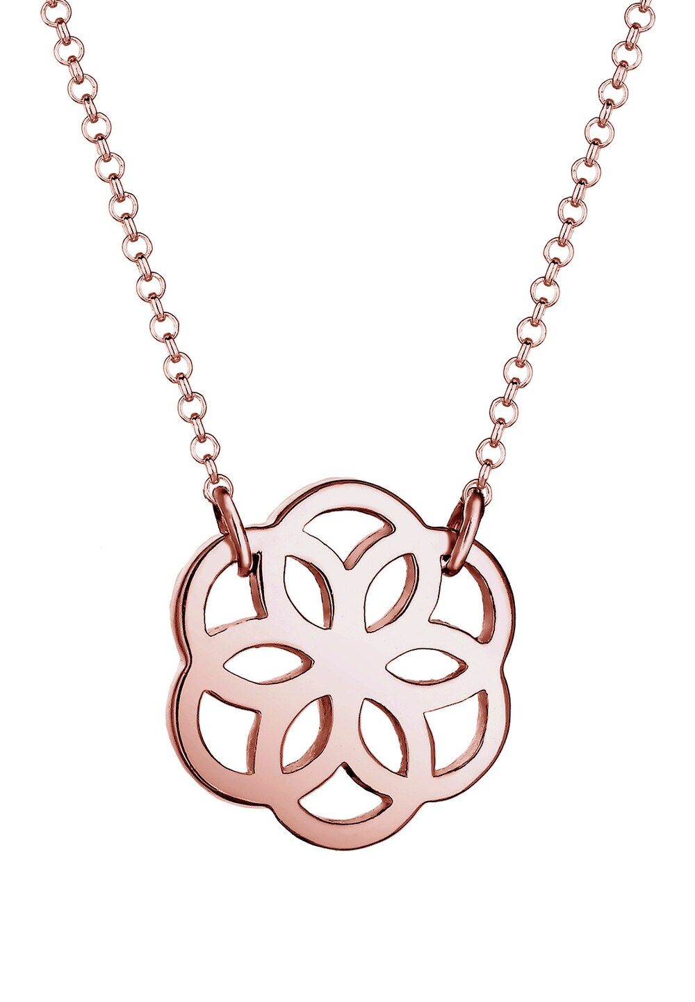 Elli Elli Halsketting Dames Bloem - 925 Sterling Zilver Rose Goud Geplateerd