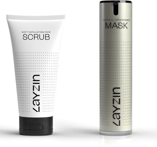 LAYZIN Eternal Youth Bundle – Gezichtsscrub & Leave-On Masker – Anti-Aging Verzorging – Vermindert Rimpels & Fijne Lijntjes – Stimuleert Collageen – Stralende, Jeugdige Huid
