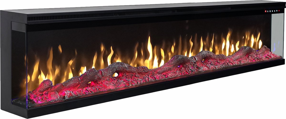 EVIQ Elektrische kachel Sfeerhaard 3D - Electrische haard met verwarming 36" - 3 zijdig - 91 x 44 x 20 cm