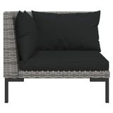 vidaXL 6-delige Loungeset met Kussens Poly Rattan Donkergrijs