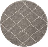 Mint rugs Rond hoogpolig vloerkleed Allure - grijs/crème 120 cm rond