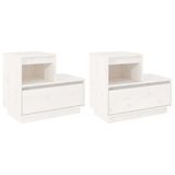 vidaXL Nachtkastjes - Set van 2 - Grenenhout - Wit - 60x34x51 cm