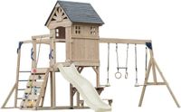 AXI Duncan Speeltoestel met Schommels, Klimrekken en Monkey Bars – Met Picknickbank - Crème Glijbaan - FSC 100% – Speeltoren voor de tuin / buiten