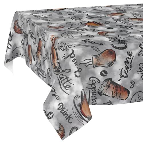 Tafelzeil, ANRO Tafelkleed Koffie Grijs 180x140cm Rechte rand Afwasbaar Waterafstotend Binnen & Buiten