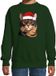 Bellatio Decorations Kersttrui / sweater kat/poes - kinderen - bruine kat/poes - groen - kerstmuts - Kerstmis 110/116