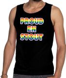 Bellatio Decorations Proud en stout tanktop/mouwloos shirt - zwart regenboog homo singlet voor heren - gay pride S