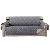 BellaHills Bankhoes voor 3-zits, waterdicht, omkeerbaar, met elastische riemen, antislip, voor kinderen, huisdieren (bank, grijs/beige)