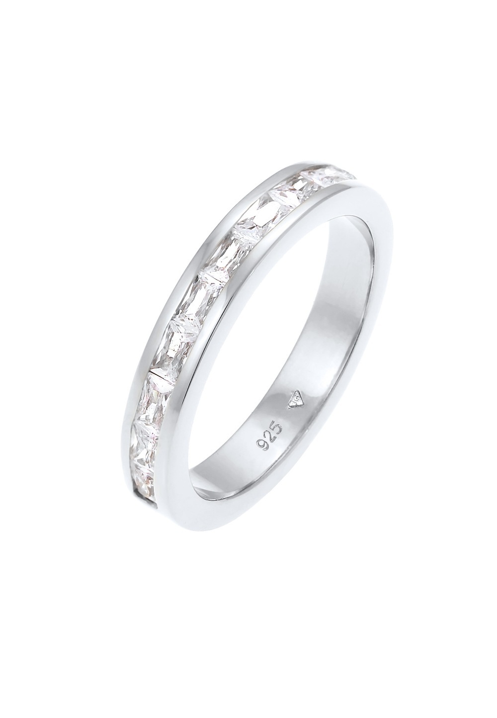 Elli Elli Elli Ring Dames Band Ring Baguette geslepen Elegant met Zirkonia kristallen in 925 Sterling Zilver Verguld Ringen