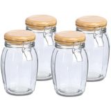 Zeller Weckpotten/inmaakpotten - 4x - 1.2L - glas - met beugelsluiting - D12 x H19 cm