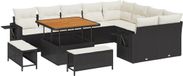 vidaXL Tuinbank - Set - 12-zits - Zwart - Polyrattan