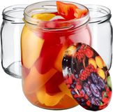 KADAX Jam potten 540 ml, inmaakpotten met schroefdeksel, glazen met schroefsluiting, inmaakpotten, voorraadpotten voor het inleggen van komkommers (8 stuks, fruit)
