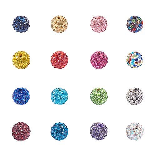 NBEADS 100 Stuks 10Mm Disco Ball Kralen, Gemengde Kleur Rhinestone Crystal Shamballa Kralen Armband Charms Ronde Spacer Kraal voor DIY Armband Ketting Sieraden Maken