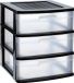 Plasticforte Bloc tiroirs/organiseur de bureau - 3x tiroirs - noir/transparent - L40 x l39 x H49.5 cm - plastique - commode