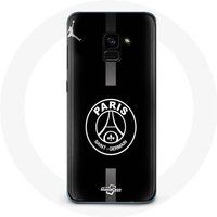 Maniacase Hoesje Samsung Galaxy A5 2018 psg logo jordan grijs zwarte achtergrond