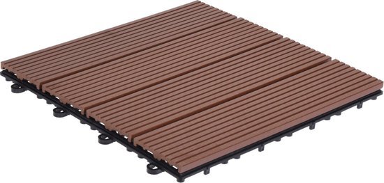 Pro Garden Tuintegel/terrastegels - 6x stuks - bruin - kunststof - 30 x 30 cm - vlonder vloertegels - klikbaar