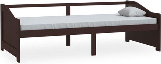 vidaXL Bedbank 3-zits massief grenenhout donkerbruin 90x200 cm