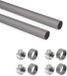 Emuca Lot van 2 ronde kastrails D.28mm lengte 1.15m met beugels, Aluminium en Zamak, Titanium