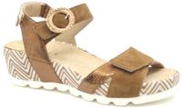 Durea 7425 Plateau Sandalen Dames Cognacbruin Suède Wijdte G