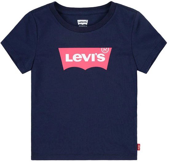Levi's Kids Batwing T-shirt Korte Mouwen Blauw 3 Jaar Katoen Jersey Unisex Casual Logo Ronde Hals