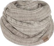 Knit Factory Dusk Gebreide Colsjaal - Ronde Sjaal - Nekwarmer - Wollen Sjaal - Beige & grijs geruite colsjaal - Dames sjaal - Heren sjaal - Unisex - Iced Clay/Beige - One Size