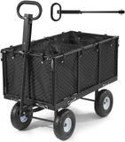 VEVOR Handkar, 544 kg, Transportkar met Luchtbanden, Verstelbare Handgreep, Afneembare Zijpanelen, Zwart