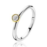 ZINZI bague argent bicolor lisse ronde avec zircone blanche ZIR1177Y