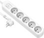 Electraline 32042 stekkerdoos 5-voudig met schakelaar/platte stekker, 1,5 m, wit