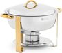 Royal Catering Chafing Dish - rond - gouden accenten - 4,5 L - 1 Brandstofcel - Klapvoeten - Zwart