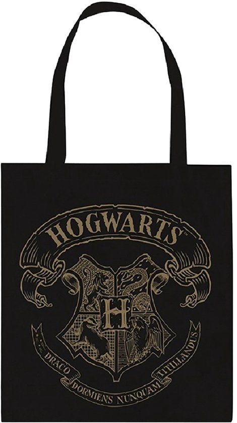 GB eye Harry Potter Hogwarts Crest Unisex Linnen tas - zwart/beige