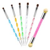 Professionele nagelkwastenset – 6-delige uv-gelnagellakset met dubbelkoppige kwasten en ombre-spons voor creatieve nail-art-designs