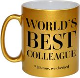 Bellatio Decorations Bol Worlds best colleague cadeau koffiemok / theebeker - 330 ml - goudkleurig