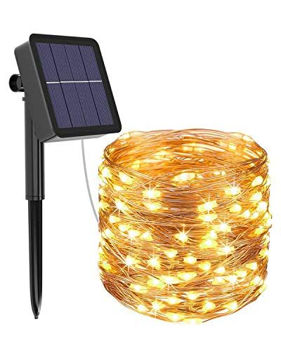 litogo 120 LED Buitenshuis Waterdicht 8 Verlichting Modi Zonne Fairy Lichten, 12 Meter Lengte, Warm Wit