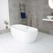Hudson Reed Otterton Vrijstaand Bad Ovaal Modern Dubbelzijdig Glanzend Wit 180cm x 75cm met Geborsteld Koper Overloop