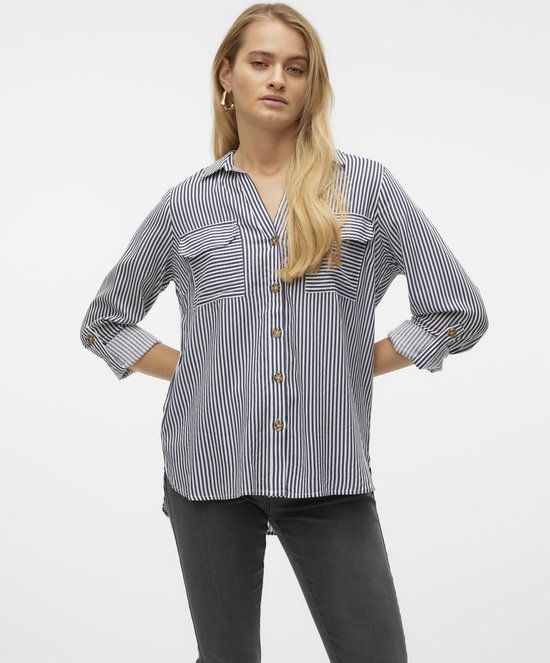Vero Moda VMBUMPY L/S Shirt New Noos - Snow White/India Ink - L