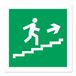 Panneau d'évacuation de secours pour escalier, flèche haut droite - Taille : 120x120mm - Matériau : PVC adhésif