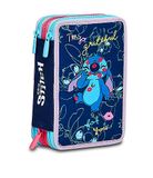 Etui Seven Elementair schooletui met 3 vakken - LILO & STITCH MY Alien PAL - Disney - blauw