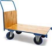Wiltec chariot plateforme, adapté jusqu'à 600 kg, avec un cadre de 100x60 mm. Chariot de transport avec pneus en caoutchouc plein, une poignée arquée et un frein. Chariot de transport