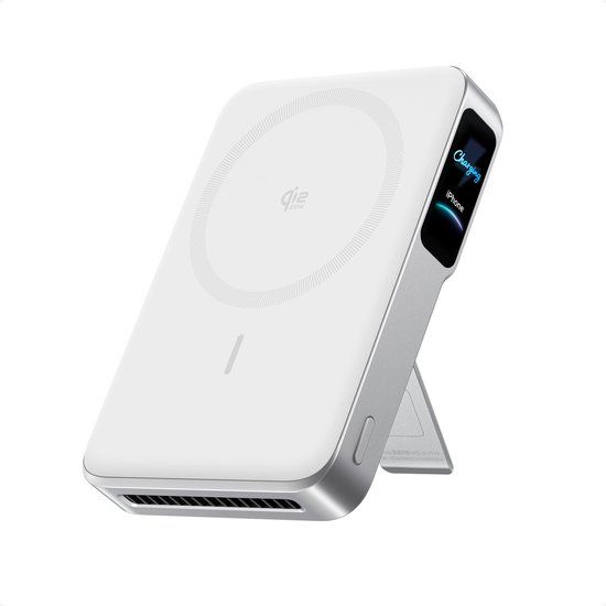 Anker MagGo Powerbank 2 Pro, Qi2.2 25W 10000mAh MagSafe Powerbank | Draadloze powerbank met actieve ventilator, laadvermogen tot 45 W, intelligent display en houder