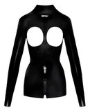 Late X Latex Bodysuit met Open Borsten en Kruis Maat S Zwart