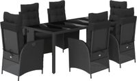 vidaXL 7-delige Tuinset met Kussens Poly Rattan Zwart