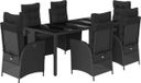 vidaXL 7-delige Tuinset met Kussens Poly Rattan Zwart