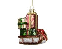 Decoris boule de Noël 9cm en verre, couleur multi 1 pièce