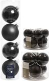 Decoris Compleet glazen kerstballen pakket zwart glans/mat 26x stuks - 10x 6 cm - 12x 8 cm - 4x 10 cm
