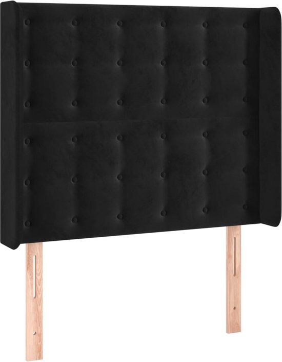 VidaXL Hoofdbord met randen 83x16x118/128 cm fluweel zwart