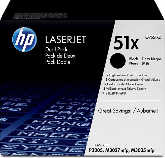 HP 51X Original Black Toner Cartridge - 2 Pack