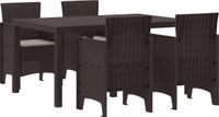 vidaXL Tuineetkamerset, 5-delig, bruin, rotan, polt, tuinrestauratieset, modern meubilair, licht en duurzaam, eigentijdse ervaring in de open lucht | Conçu pour affronter les éléments, Accueille confortablement jusqu'à 4 personnes, Motif tissé modern