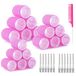 Romon 31 stuks grote krulspelden, 18 stuks zelfgrijpende en 12 grote haarclips, zonder hitte, voor salon, kapper, slaap, lang en kort haar (roze)