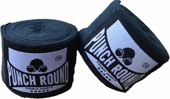 Punch Roundâ„¢ HQ Bandage Zwart Hand Wraps No Stretch 400 cm Punch Round Bandage