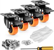 Happyment Zwenkwielen PRO - 7cm Hoog - Set van 4 - Professioneel - Dubbele vergrendeling - PVC - Inclusief montagemateriaal